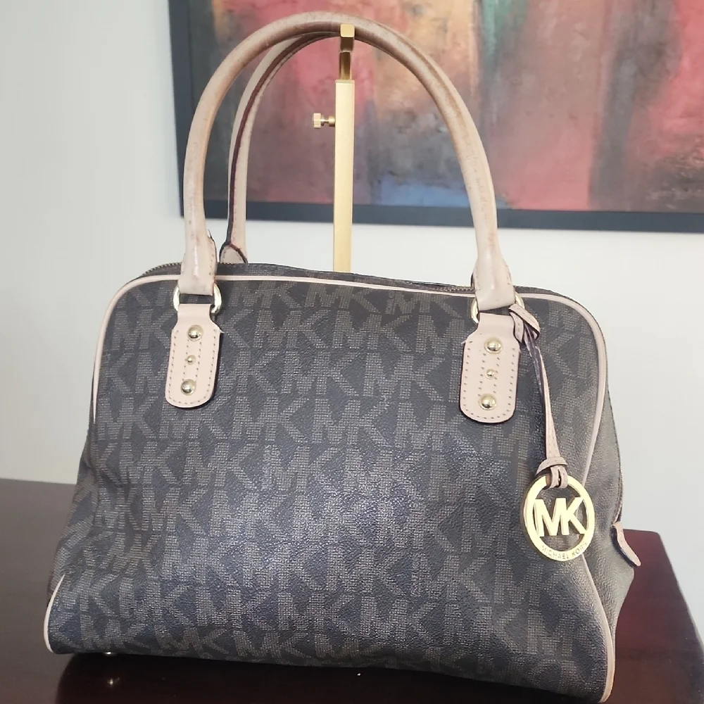 Michael Kors Monogram Brown and Tan Satchel